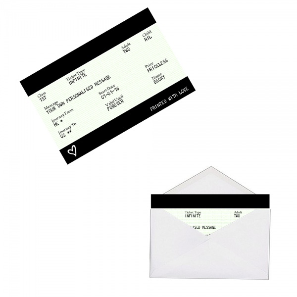 Personalised BLACK Train Ticket Metal Wallet / Purse Sentimental Card